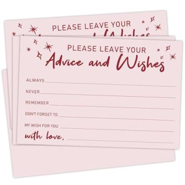 Imagem de Pink Advice and Wishes Cards for the Mr and Mrs Classic Script Advice Cards Perfect for Guests the Weddings Baby Shower Graduation Date Night Wedding Games Dupla Face Fill in Style 20 PCS - DH503