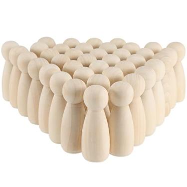 Imagem de SINJEUN 40 Peças De Bonecas Madeira 3-1/2", Inacabadas, Grandes, Madeira, Em Formato Anjo, Para Decoração Pessoas, Gigantes, Figuras Sem Pintura Artesanato E