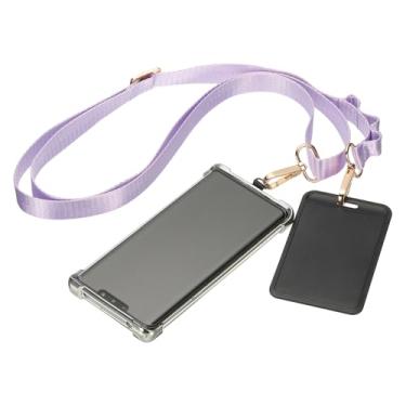 Imagem de PATIKIL Cordão universal para celular, alça transversal ajustável para telefone cordão de poliéster antifurto com adesivos para shows, academia, viagem, transporte seguro com as mãos livres, roxo
