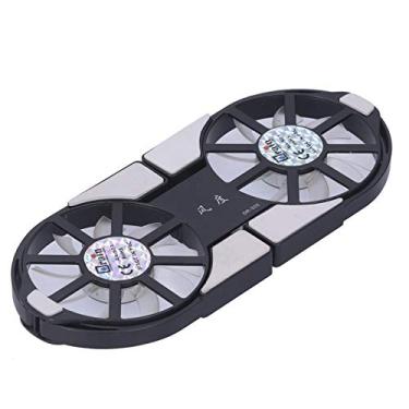 Imagem de SUNGOOYUE Almofado de Resfriamento Dobrável Fan Dual Fan Grande Volume de Ar de Dissipador de Calor Mais Frio para Notebook Computador Office ABS Blue LED LUZ (Preto)