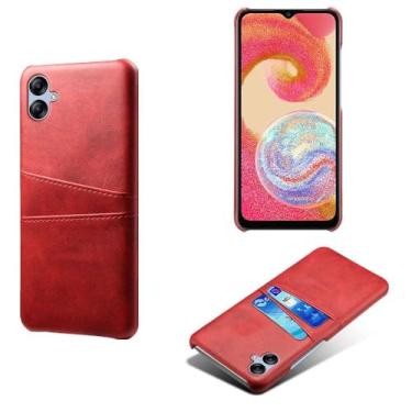 Imagem de Capa compatível com Samsung Galaxy A04e, capa de couro PU - Capa de telefone fina à prova de choque com 2 compartimentos para cartão, proteção anti-impressão digital e antiqueda, plástico sintético