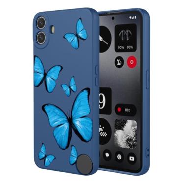 Imagem de KOARWVC Capa de telefone para Nothing CMF Phone 1, design bonito com padrão de borboleta, capa protetora fina de TPU macio para celular CMF 1 borboleta azul