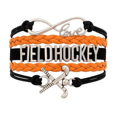 Imagem de Bracelete Sportybella Field Hockey, joias de campo para jogadoras de hóquei de campo, equipes e treinadores, Orange/Black, 8 inches