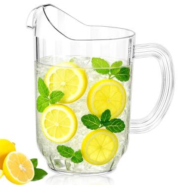 Imagem de Tessco for you Jarra de plástico transparente de 1,701 g para restaurante, jarra grande, para servir leite e chá, suco, bebida para festas, recipiente e dispensador de cerveja (1 peça)