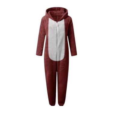 Imagem de Fiocias Pijama macacão feminino, fantasia de cosplay para festa de Halloween em ambientes fechados, Red L