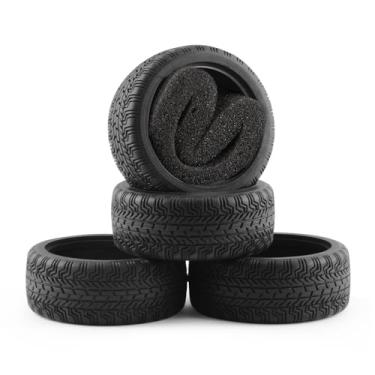 Imagem de Shaluoman 4 PCS Soft Rubber Tires with Foam Insert for 1/10 1/12 Traxxas HSP HPI Tamiya TT02 Touring Drift Rally Car 65mm RC On-Road Tires