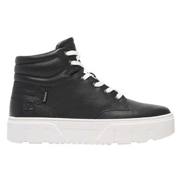 Imagem de Timberland Tênis feminino Laurel Court de cano alto com cadarço, Grão integral preto, 38