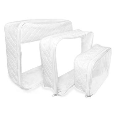 Imagem de Kit 3 Necessaire Transparente Unissex Grande Viagem Frasqueira Organiz