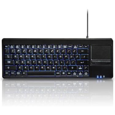 Imagem de Perixx PERIBOARD-315H, Teclado USB retroiluminado com fio com touchpad e 2 portas USB, preto