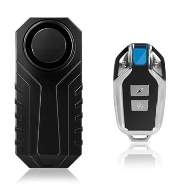 Imagem de Alarme de bicicleta antifurto com controle remoto, 110 dB sem fio antifurto vibração alarme de motocicleta, sistema de alarme de segurança, porta, janela e veículo, sensibilidade e volume ajustáveis
