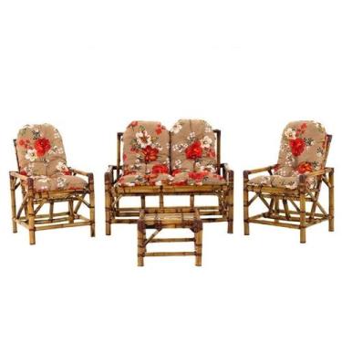 Imagem de Conjunto Cadeiras de Bambu + Mesa Para Sala e Área Externa T2 - Elegan