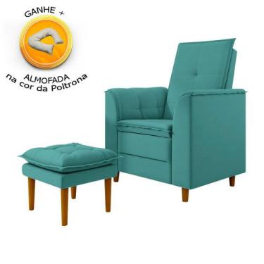 Imagem de Poltrona de Amamentação Quarto Infantil com Puff Kate Pés Palito Suede