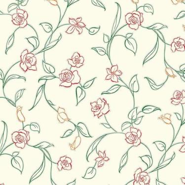 Imagem de Papel de Parede Adesivo Floral Vermelho e Verde - 103 - Multimpressão