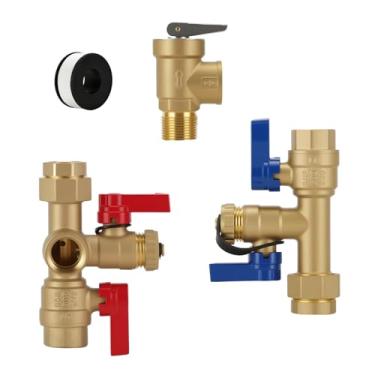 Imagem de MEASUREMAN Kit de serviço de aquecedor de água sem tanque de latão IPS de 3/10.2 cm - Válvulas de alívio de pressão e isolador para manutenção, reparo (construção pesada)