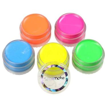 Imagem de Kit 5 cores tinta cremosa neon colormake 4g