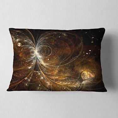 Imagem de Designart Arte digital amarela dourada flor fractal floral sala de estar, sofá, almofada de alta qualidade + capa de almofada impressa em ambos os lados 30,5 x 50,8 cm