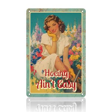 Imagem de Penitue Placa de Jardim Vintage, 30x20cm Rústica, em Lata de Metal Placa Parede para Pátio Exterior Decoração Jardim Presentes Engraçados Jardinagem para Mulheres Mães (Capinar Não é Fácil)