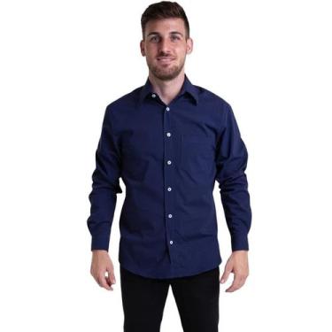 Imagem de Camisa Tricoline Manga Longa Azul Noite - Fardas Uniformes,  GG