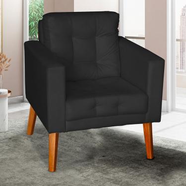 Imagem de Sofá Poltrona Cadeira Decorativa E Descanso Glamour Dubai Com Pés Em Madeira Preto