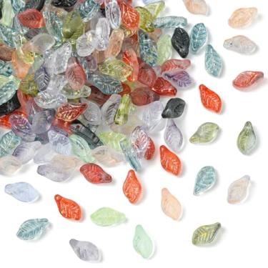 Imagem de UR URLIFEHALL 200 peças de pingentes aleatórios feitos à mão com folhas de plantas coloridas para colar de verão e pulseiras, brincos para fabricação de joias