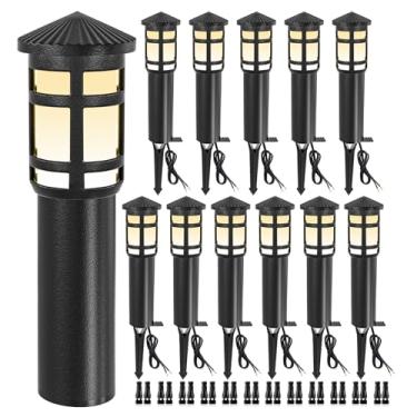 Imagem de ZUCKEO Luzes de caminho de paisagem de baixa tensão 5W iluminação de paisagem externa, 12-24V 3000K alumínio com fio LED luzes de caminho de poste de amarração à prova d'água para jardim de passarela