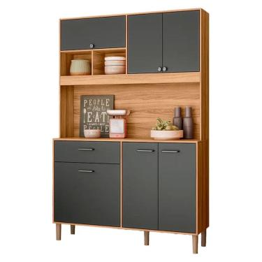 Imagem de Cozinha Compacta com Tampo 6 Portas 1 Gaveta em MDP Erva Doce Nicioli