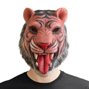 Imagem de Máscara de Halloween Tigre em Látex – Fantasia de Terror Realista para Festa e Halloween