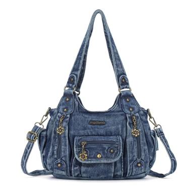 Imagem de Angel Barcelo Bolsas femininas de couro sintético macio bolsa tiracolo e bolsas de mão, Jeans azul