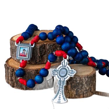 Imagem de Terço de Carlo Acutis em Madeira Azul 10mm