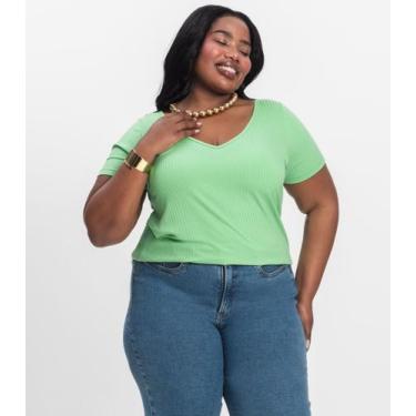Imagem de Blusa Feminina Plus Size da Infinita Cor Verde, Plus G2, Verde