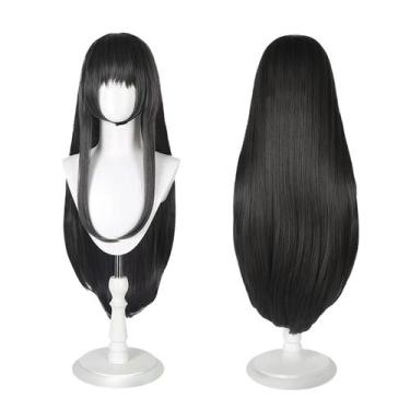 Imagem de Peruca YONGCANWIG de cabelo sintético preto comprido para eventos de c