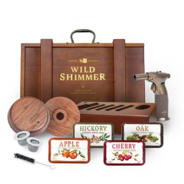 Imagem de Kit de coquetel para fumantes de uísque Wild Shimmer com tocha e lasca