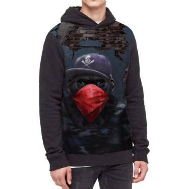 Imagem de Moletom Com Capuz Macaco Estiloso Gangster Ref:104 - smoke, Preto, GG