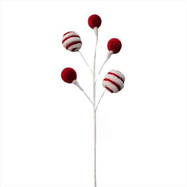 Imagem de Galho Candy Bola Efeito Nevado Pick Arvore Natal 63cm 2UN - Magizi