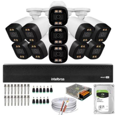 Imagem de Kit 11 Câmeras Segurança FullColor Visão Noturna Colorida 1080p 2.8mm Dvr Intelbras 1tb