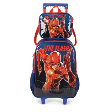 Imagem de Kit Mochila Rodas Lancheira Infantil Luxcel Flash IC41212FM