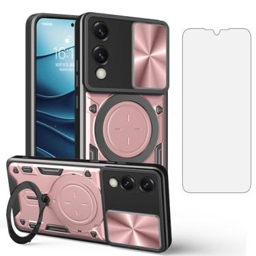 Imagem de Asuwish Capa de telefone para Samsung Galaxy S25 Edge Slide Camera Magnetic Cover com protetor de tela de vidro temperado e suporte de anel acessórios de celular híbrido S25Edge 25S S 25 25Edge