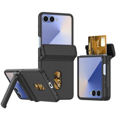 Imagem de Capa para Galaxy Z Flip6 com suporte para cartão e proteção de dobradiça multifuncional (para Galaxy Z Flip6/preto)