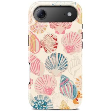 Imagem de TAMUEL Linda capa de telefone rosa arte concha para iPhone 17 Air, compatível com Magsafe, moda oceano verão litoral praia estética magnética fina silicone à prova de choque capa protetora feminina