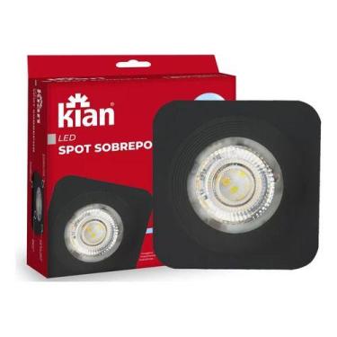 Imagem de Kit 20 Spot Led Sobrepor Quadrado Preto 5w 6000k Frio Kian, Preto, 110