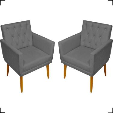 Imagem de Kit 2 Poltronas Decorativa Para Sala Recepção Nina Capitonê Suede Cores Pé Palito