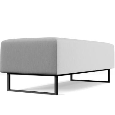 Imagem de Puff Decorativo Sala de Estar Bali W01 Pés Base Ferro 120x50 cm Linho Cinza - Lyam Decor