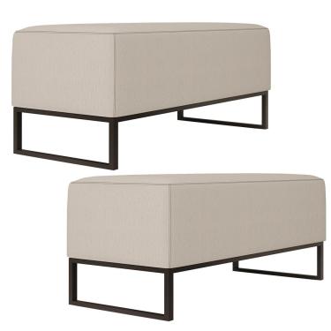 Imagem de Kit 02 Puffs Decorativo Para Sala de Estar Cléo W01 Base de Ferro 90 cm Linho Cru - Lyam Decor