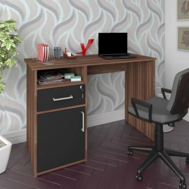 Imagem de Escrivaninha Mesa Office Com Gaveta E Armário Hall Ipê-preto