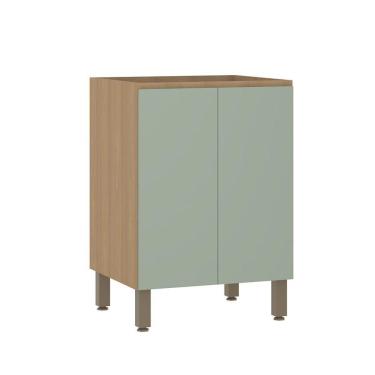 Imagem de Balcão De Cozinha 60cm 2 Portas Sem Tampo Slim Luciane Móvei Freijó/verde Jade