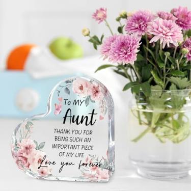 Imagem de Presentes para tias, ideias de presente para tias, melhores presentes de tia de todos os tempos, placa acrílica em forma de coração, decoração de mesa para aniversário de tias, dia das mães, casamento