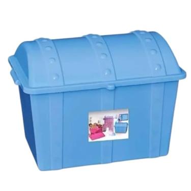 Imagem de Caixa Organizadora de Brinquedos Baú Infantil Rosa Azul 43 Litros Menino Menina 52cm x 31cm x 37cm (Azul)