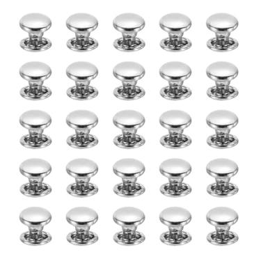 Imagem de PATIKIL Rebites de couro, 160 conjuntos de kits de rebites de tampa dupla de aço carbono acessórios de substituição para bolsas cintos roupas sapatos, prata (6 x 6 mm)