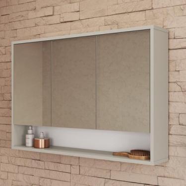 Imagem de Armário Espelheira de Banheiro 90cm com 3 Portas e 1 Nicho Bari - Art 