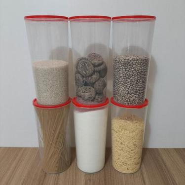Imagem de Kit 6 Potes Plásticos Redondos e Transparentes 2,5 litros Cozinha Orga
